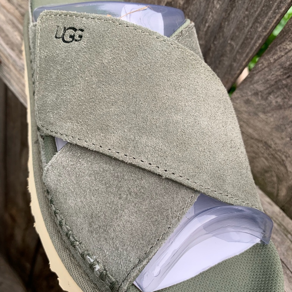 UGG Sandals Goldenstar Cross Platform Slide Moss Green Suede Leather - Picture 8 of 16